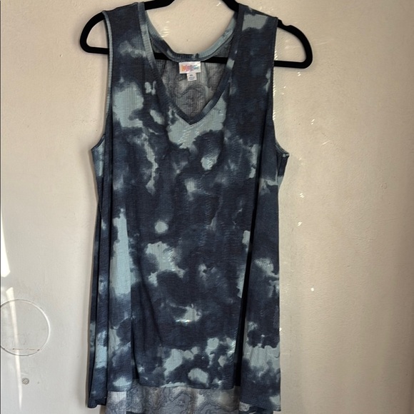 LuLaRoe Blue and Gray Sleeveless Tank Top - Picture 2 of 4